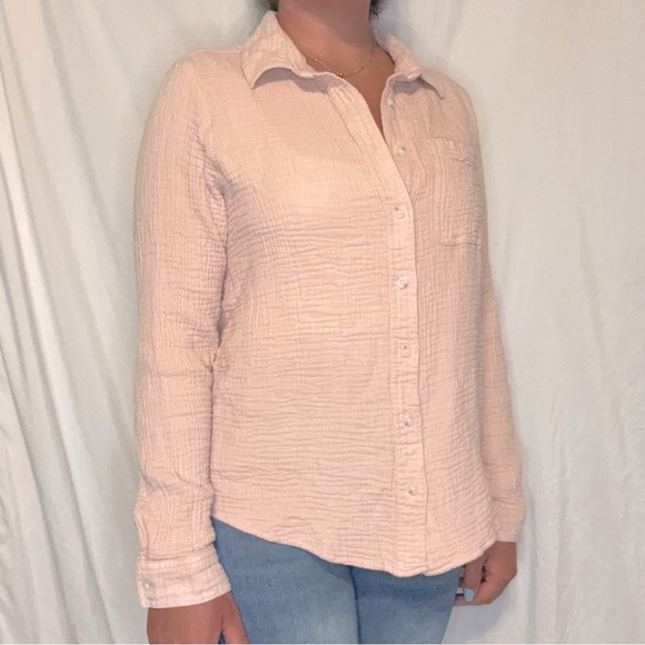 Powder pink button up textured top - Picture 5 of 5